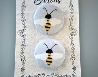 Fabric covered buttons - includes vintage button card.