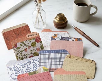 Set of 10 - Small File Folders - Variety of patterns and colors.