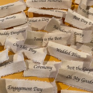 50 Wedding, Engagement, Bridal Shower Theme Fabric Words, Phrases, Labels Distressed. Journal Ephemera, Card Making, Scrapbooking. image 3