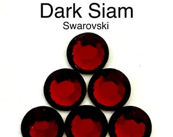 Swarovski Dark Siam Flatback Rhinestones in 2 Sizes in Bulk, or as a Discounted Group.