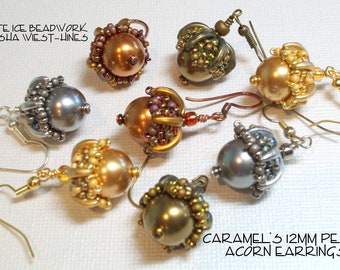 KIT SOLO para pendientes de bellota de perla de 12 mm de Caramel