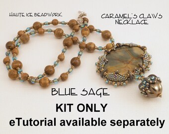 KIT ONLY for Caramel's Claws Necklace in Blue Sage for Advanced Beaders