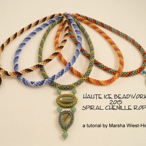 eTUTORIAL for Spiral Chenille Rope Beadweaving Tutorial in Two Palettes with Five Bonus Spiral Charts