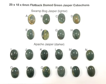Green Jasper Cabochons 25x18x6mm Flatback Domed Top - Choose Your Piece