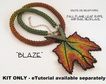 KIT SOLO para collar de cuentas "Blaze" de hoja, cuerda y fianza