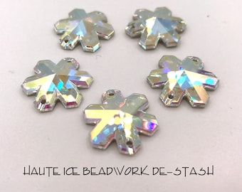 Swarovski #3280 Sew-on Foiled 20mm Crystal AB Snowflake Lot of 5 peices