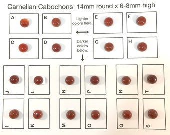 Carnelian Cabochons 14mm Round x 6-8m High - Choose Your Piece