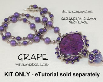 SOLO KIT Collar Garras de Caramelo, Ágata Crazy Lace Morada UVA