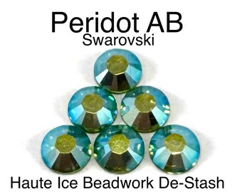 Swarovski Peridot AB Flatback Rhinestones in 3 Sizes and in Bulk as a Discounted Group of All Available