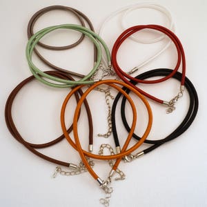 One 3-4mm 18&quot; - 20&quot; Satin Covered Cord Necklace with Lobster Claw Clasp & Chain