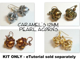 KIT ONLY for Caramel's 12mm Pearl Acorn Earrings
