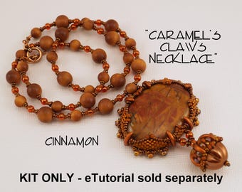 Caramel's Claws Necklace, Cinnamon color with Red Creek Jasper Beading KIT ONLY Advanced