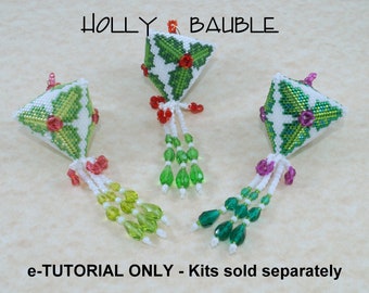 eTUTORIAL Holly Bauble Holiday Ornament for Intermediate Beadweavers
