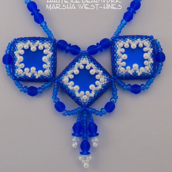 Oceanaire Ocean Inspired Beadwoven Necklace Blue & White