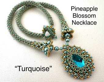 KIT SOLO para collar flor de piña turquesa