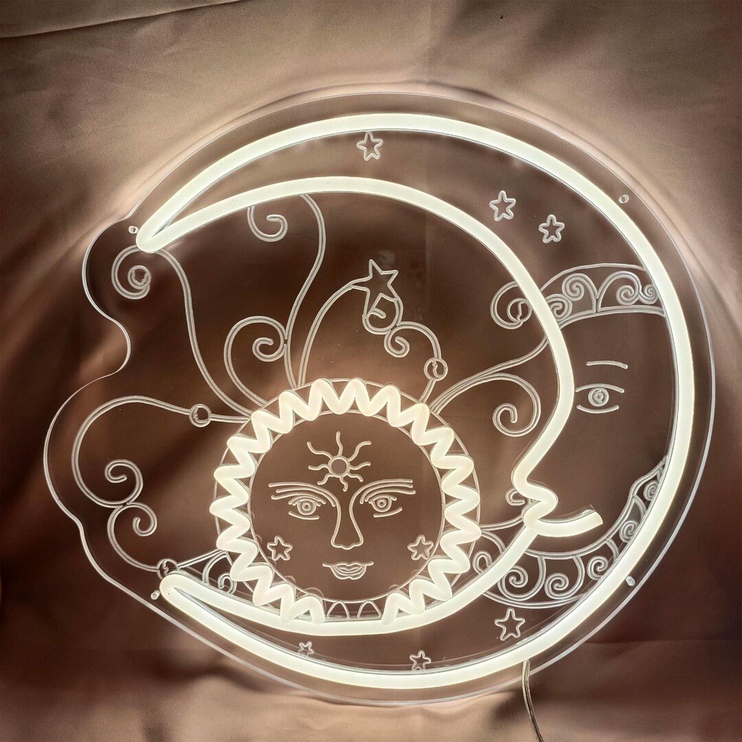 Picture of Sun and Moon Neon Sign: Mythological Bedroom Wall Decor - Etsy