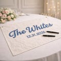 Hand-Stitched Embroidered Wedding Guest Book Canvas Banner, Personalized Last Name Sign product logo