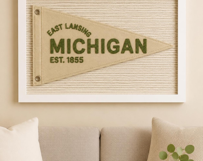 Custom Hand Embroidered Pennant Flag: Vintage Style Nursery Banner