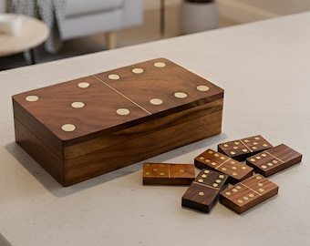 Wooden Dominoes Set, Handmade Domino Indoor Game, Tile Game for Adults - Indian Rosewood Crafted