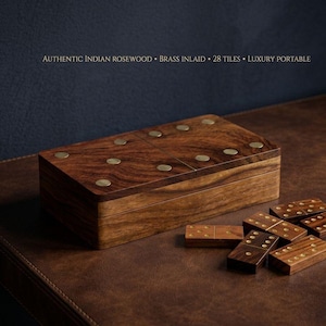 Wooden Dominoes Set, Handmade Domino Indoor Game, Tile Game for Adults - Indian Rosewood Crafted