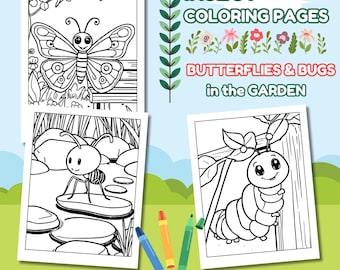 Insect Coloring Pages, Butterfly Coloring Pages, Coloring Sheets for Teens and Adults, Nature Coloring, PDF Coloring Pages