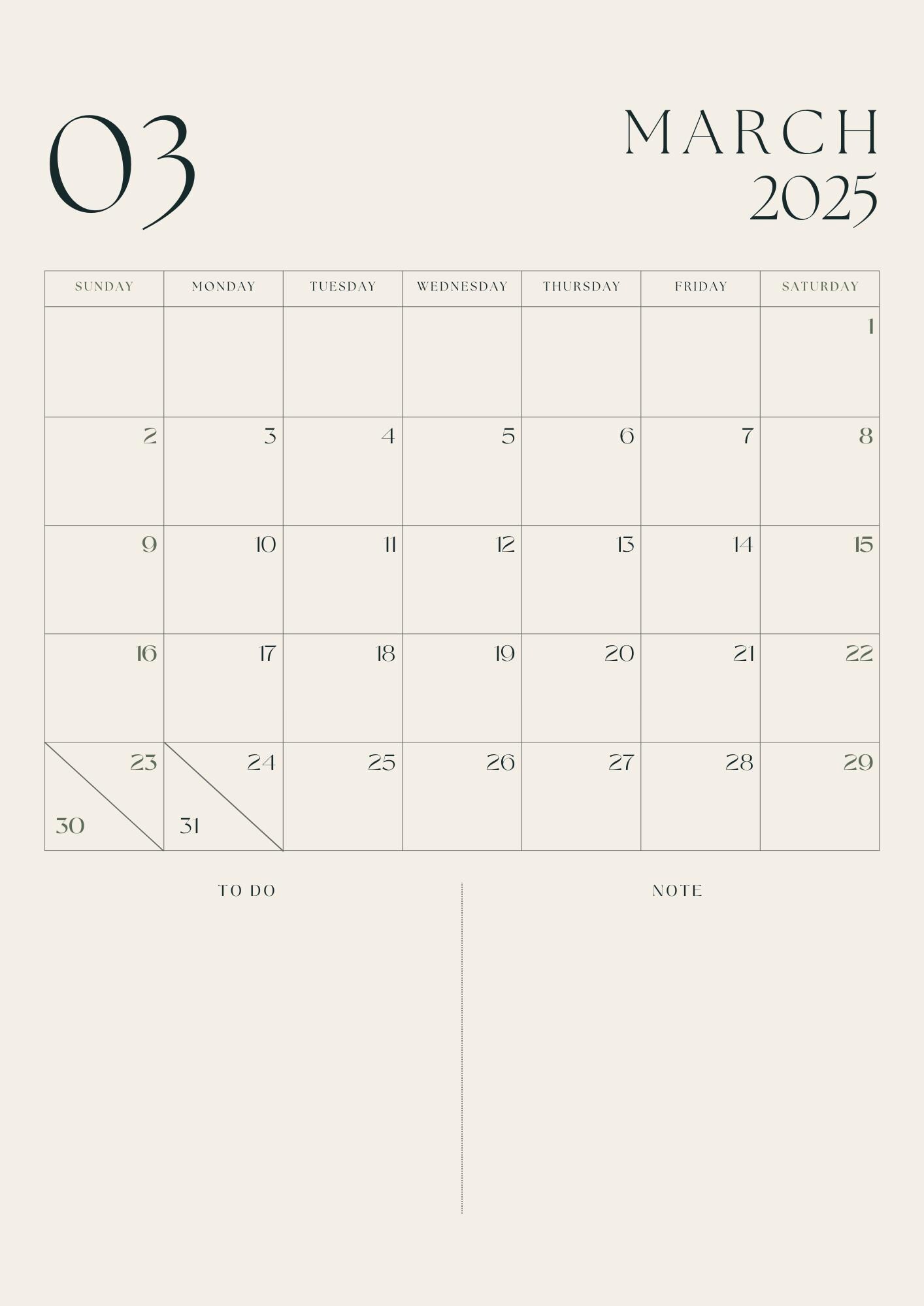 2025 Monthly Calendar Printable Year Planner Minimalist Monthly