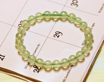 AAA+ Genuine Prehnite Bracelet | 7mm Natural Prehnite Stretch Beaded Gemstone Bracelet | Healing Gemstone