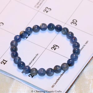 AAA Genuine Kyanite Bracelet | 7mm Natural Kyanite Stretch Round Beaded Gemstone Bracelet | Throat Chakra