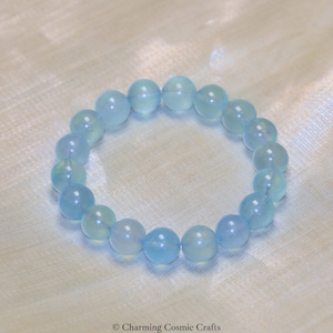 AAA+ Genuine Aquamarine Bracelet | 10mm Stretch Aquamarine Beaded Gemstone Bracelet | Natural Aquamarine Bracelet | March Birthstone