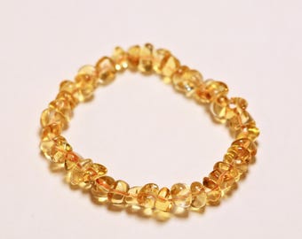 AAAA Unheated Untreated Citrine Beaded Bracelet | Brazilian Gold Citrine Bracelet | 6.5 Stretch Facet Citrine Gemstone Bracelet