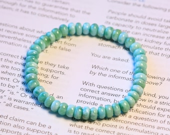 RARE ! Bracelet en larimar véritable AAA+ | Bracelet en perles de larimar rondelles extensibles de 6,5 mm | Bracelet de guérison en larimar | Larimar naturel
