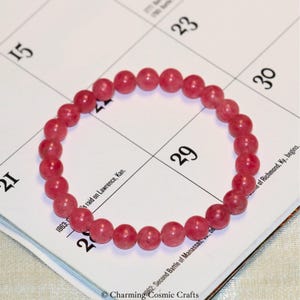 AAA+ Genuine Rhodonite Bracelet | 6mm, 8mm, 10mm Stretchable Beaded Gemstone Bracelet | Valentines Gift for Her