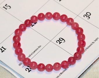 AAA+ Genuine Rhodonite Bracelet | 6mm, 8mm, 10mm Stretchable Beaded Gemstone Bracelet | Valentines Gift for Her