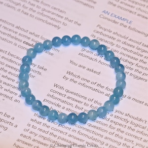 AAA+ Natural Aquamarine Bracelet | 6mm Stretch Beaded Gemstone Bracelet | Gift for Her | Genuine Aquamarine Bracelet | March Birthstone