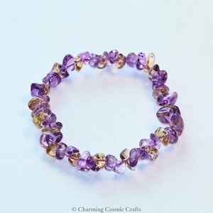 AAA+ Genuine Ametrine Bracelet | 6mm Stretch Ametrine Chip Beaded Gemstone Bracelet | Healing Crystal | Gift for Her | Natural Ametrine