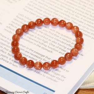AAA Natural Sunstone Bracelet | 7mm Stretch Sunstone Beaded Gemstone Bracelet | Crown Chakra | Genuine Sunstone