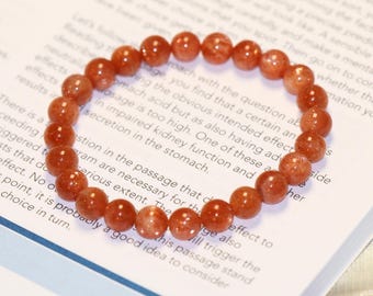 Pulsera de piedra solar natural AAA / Pulsera elástica de 7 mm con cuentas de piedra solar / Chakra de la corona / Piedra solar genuina