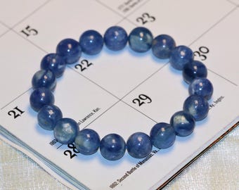 Kyanite Bracelet | 10mm Stretchable Beaded Gemstone Bracelet | Throat Chakra