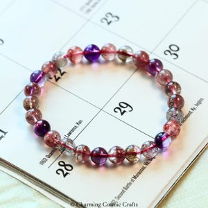 AAAA Natural Super Seven Bracelet | 7mm Stretch Super Seven Round Beaded Gemstone Bracelet | Genuine Untreated Super Seven Bracelet