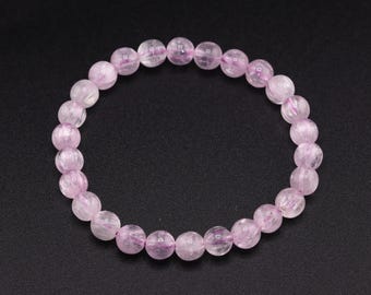 7mm AAAA Genuine Kunzite Bracelet, Healing Bracelet, Heart Chakra