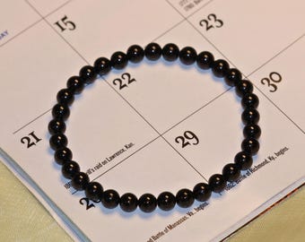 AAA+ Genuine Black Tourmaline Bracelet | Natural Black Tourmaline | 6mm Stretch Black Tourmaline Beaded Gemstone Bracelet | Healing Gemstone