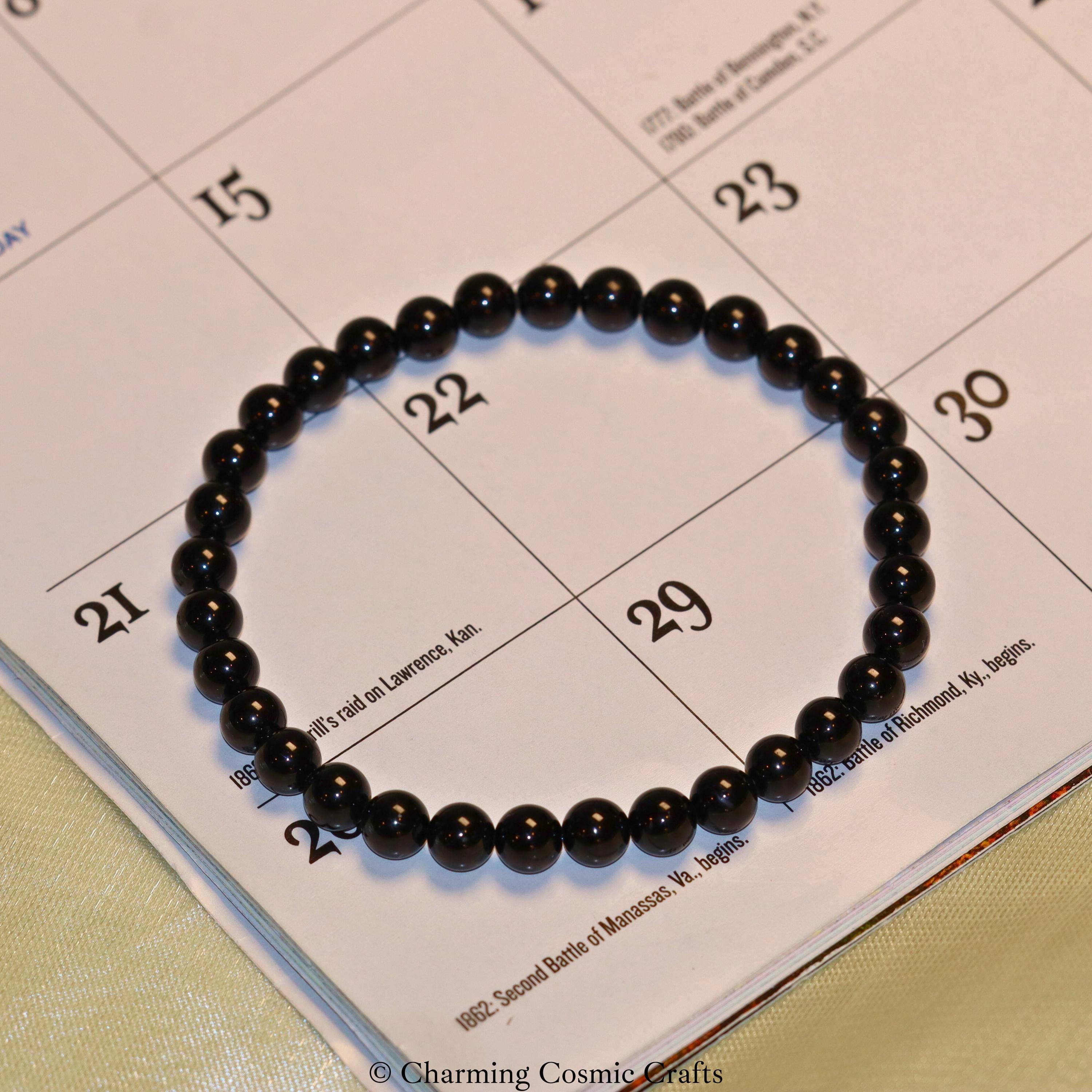 AAA+ Genuine Black Tourmaline Bracelet Natural Black Tourmaline 6mm Stretch Black Tourmaline Beaded Gemstone Bracelet Healing Gemstone