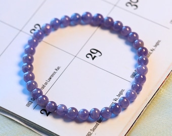 AAA 6mm Tanzanite Bracelet | Dainty 6mm Tanzanite Gemstone Bracelet | Stretchable Beaded Bracelet | Healing Gemstone | December Birthstone