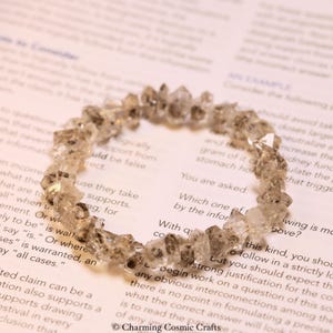 AAA+ Genuine Herkimer Bracelet | 8mm Stretch Natural Herkimer Chip Beaded Gemstone Bracelet | Healing Bracelet