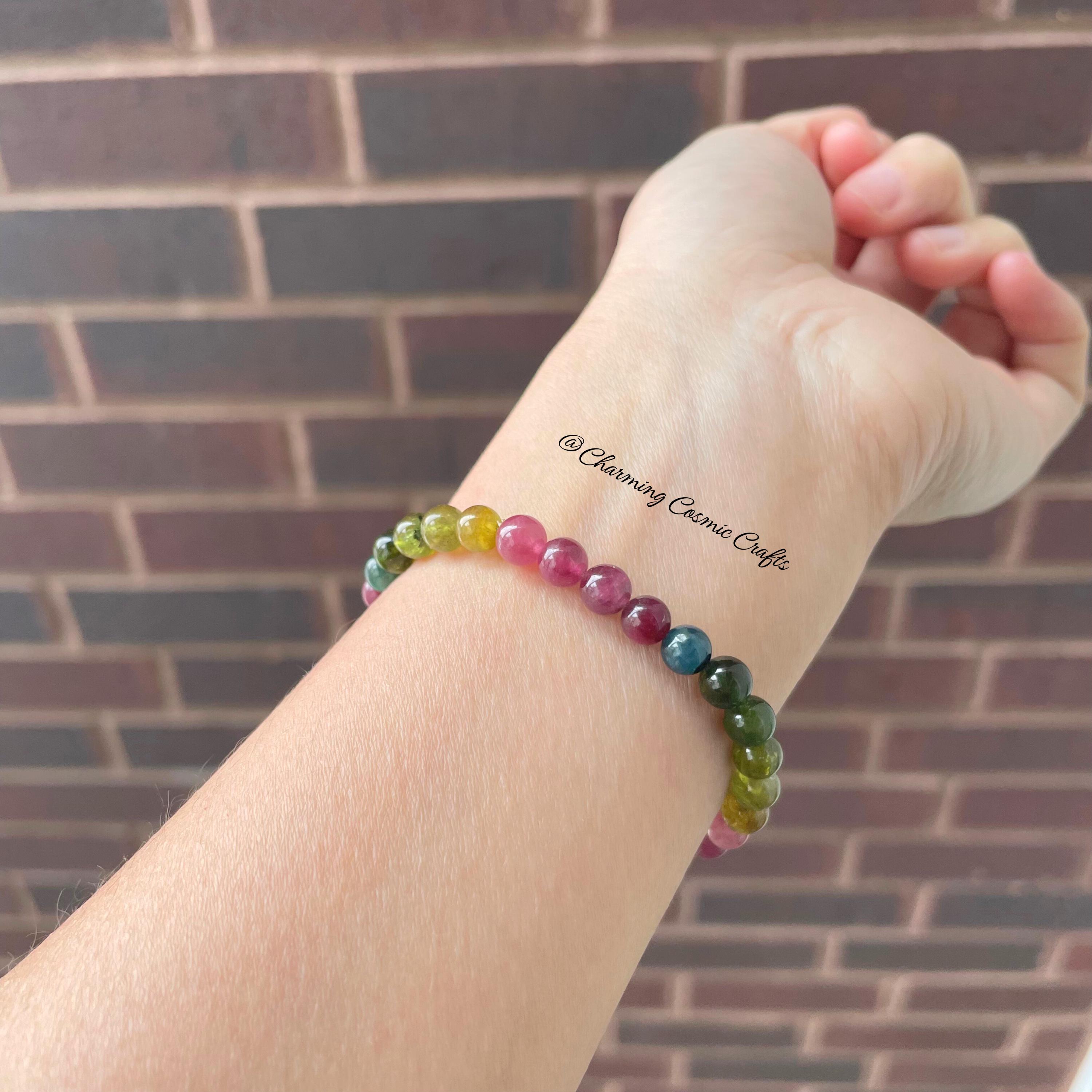 Unisex Bracciale Elastico In Tormalina Multicolor - Gioielli - Brac - Foto 7