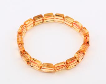 7,5 mm topkwaliteit onverwarmde onbehandelde citrien armband | Rechthoekige stretch armband citrien (100% natuurlijk citrien) | Geboortesteen november