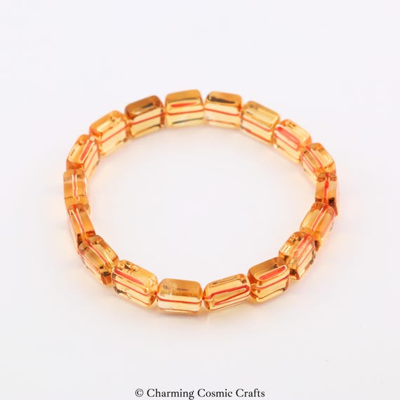 7.5mm 最高品質の非加熱・未処理シトリンブレスレット｜ストレッチ