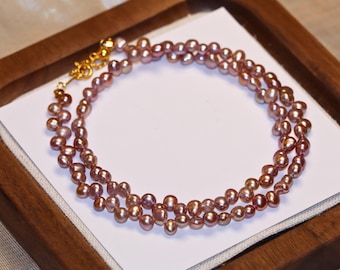 ONLY ONE! AAAA 15 Inches Freshwater Pearl Adjustable Necklace | Wedding Bridal Jewelry | Gift for Mom | 925 Sterling Gold Plated