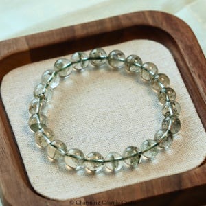 AAA Genuine Green Phantom Quartz Bracelet | 8mm Natural Green Phantom Quartz Stretch Beaded Gemstone Bracelet | Healing Gemstone