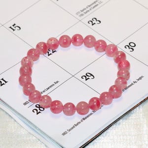 AAA Natural Rhodonite Bracelet | 8mm Stretch Rhodonite Beaded Gemstone Bracelet｜Healing Gemstone Bracelet | Gift for Mom
